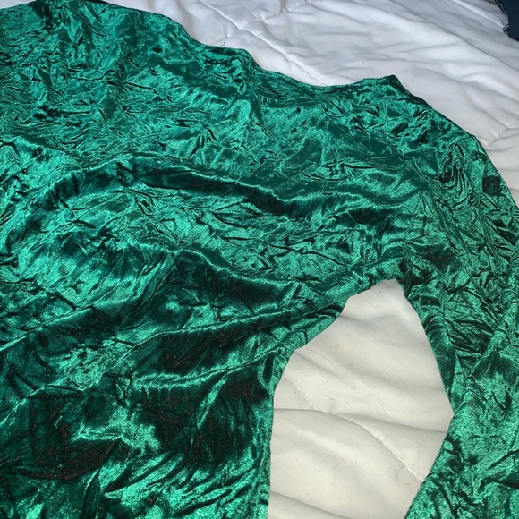 Vintage 90s beautiful crushed velvet bodysuit S - Picture 2 of 3